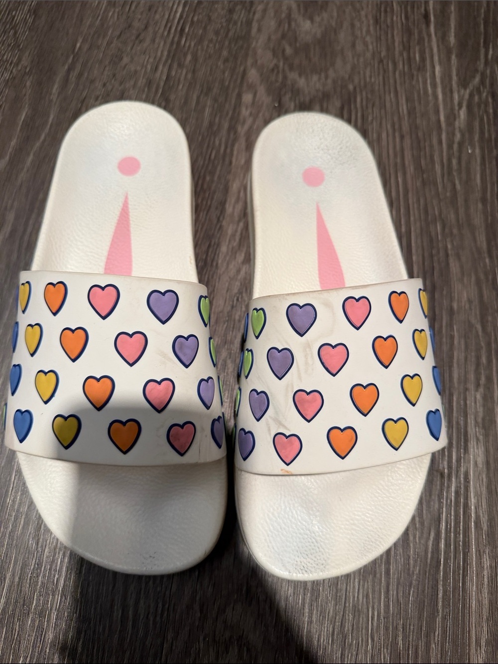 Roller rabbit  White Slide Sandals with Colorful Heart Print